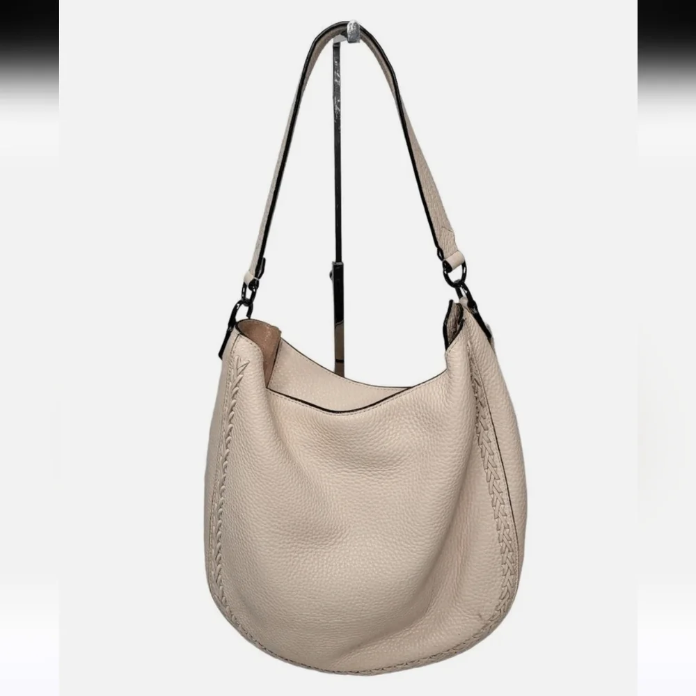 Rebecca Minkoff Unlined Whipstitch Leather Hobo Bag, Soft Blush - Picture 2 of 16
